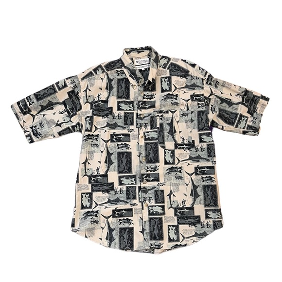 Columbia Other - Columbia Fish Print Short Sleeve Button Down Shirt